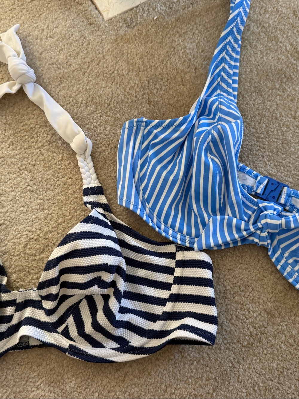 Freya Striped Blue & White Bikini Tops - set of 2